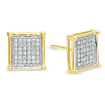 ADIRFINE 14K Solid Gold Square Micro Pave Cubic Zirconia Stud Earrings - $97.19+