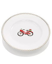 Martha Stewart 9&quot; Red Bike Holiday Salad Dessert Plates Christmas, Set o... - £23.91 GBP