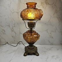 Vintage Fenton Cherub Angel Babyface Amber Glass Hurricane Lamp - $145.85