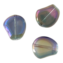 10 pcs Hyacinth Bean Glass Beads Two Tone Lilac Lavender Mirror Finish 15x13mm - £3.94 GBP