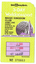1986 MKC Magic Kingdom Club Walt Disney World 3 day worldpassport Used T... - £34.17 GBP