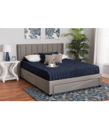 Dennehy Gray Fabric Full Size 3-Drawer Storage Platform Bed - $7,856.18 MXN