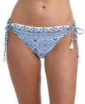 LA BLANCA Bikini Swim Bottoms Side Tie White and Blue Print Size 16 $64 - NWT - £14.46 GBP