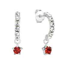 Twinkle Red Star Sparkle Curve .925 Silver Post Earrings - £7.11 GBP
