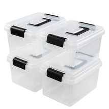 4 Packs Plastic Box With Lid, Plastic Storage Bin, Small Storage Boxes - $40.99