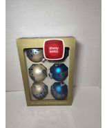 Vintage Shiny Brite Blue Silver Glitter Stencil Glass Ball Christmas Orn... - $29.69