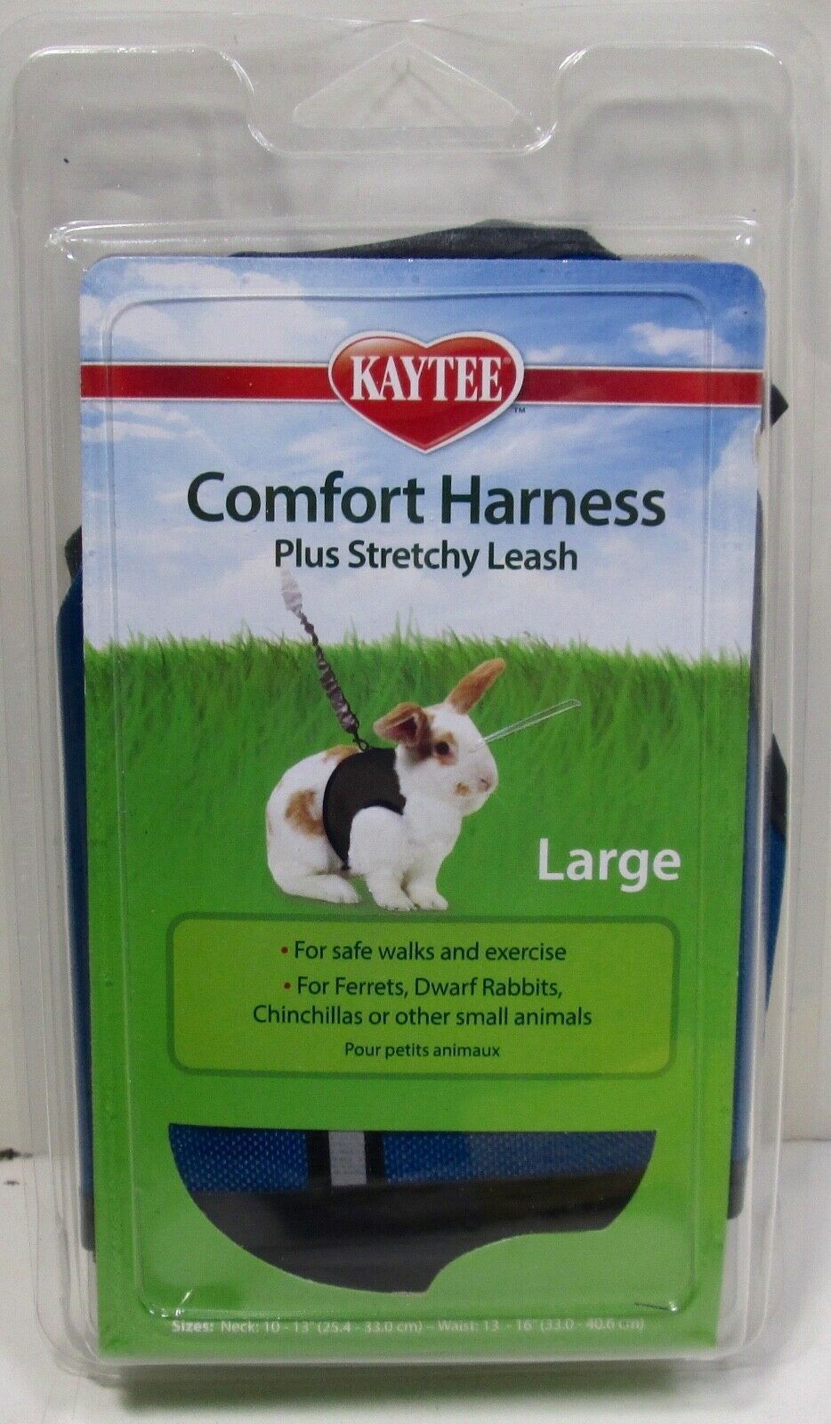 Kaytee Comfort Harness W/Stretchy Leash Large (10"-13" Neck-13"-16" Waist)- Blue - £9.21 GBP