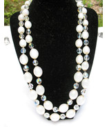 Vintage MARVELLA AB AURORA BOREALIS Glass Opal Crystal Necklace 2 strand - £23.64 GBP