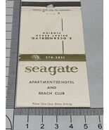 Vintage Matchbook Cover Seagate Apartment Hotel and Bch Club  DelrayBeac... - $227.43 MXN