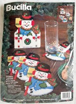 Bucilla Snowman Coasters &amp; Holder Plastic Canvas Christmas Holiday Kit - £14.91 GBP