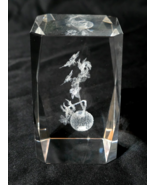3D Laser Etched Crystal Paperweight Display - Butterflies &amp; Fruit - 3.125” - $17.98