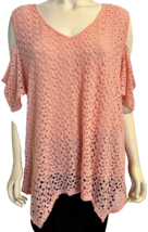 Grace Elements Woman Pink V Neck Cold Shoulder Lace Overlay Top Size 3X - £19.09 GBP