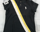 Ralph Lauren Golf Polo Shirt Womens Medium Black Yellow White Stripe Emb... - £23.22 GBP