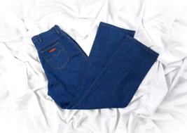 1970s WRANGLER Dark Blue Jeans Sz 18 34” W Cowgirl Rockabilly Country We... - £87.64 GBP
