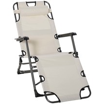 Outsunny Folding Chaise Lounge Chair: 2-in-1, Adjustable, Cream White - $106.99