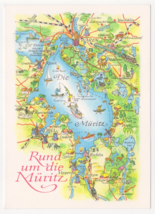 Vtg Postcard-Germany-Rund um die Muritz-Map-Chrome-GER2 - £4.43 GBP