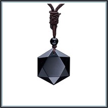  Hexagonal Volcanic Black Obsidian Healing Pendant Psychic Meditation Am... - £31.03 GBP