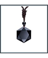 Hexagonal Volcanic Black Obsidian Healing Pendant Psychic Meditation Am... - £30.63 GBP