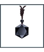  Hexagonal Volcanic Black Obsidian Healing Pendant Psychic Meditation Am... - $38.95