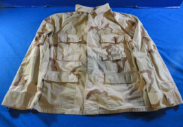 Usgi Dcu 3 Color Desert Camouflage Uniform Combat Jacket Usn Seabees Large Short - £25.36 GBP