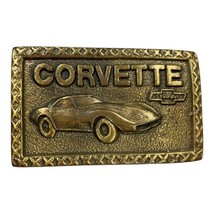 1970s Corvette C3 Solid Brass Belt Buckle 2 7/8 X 1 7/8 Rectangle With B... - £16.01 GBP