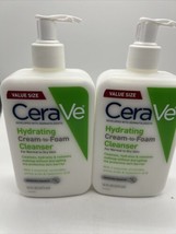 (2) CeraVe Hydrating Creme-to-Foam Cleanser w/ Ceramides Removes Makeup 16oz - £20.22 GBP