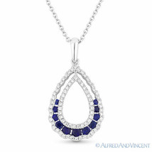 Authenticity Guarantee 
0.67 ct Sapphire &amp; Diamond Pave Tear-Drop 14k White G... - $1,539.99