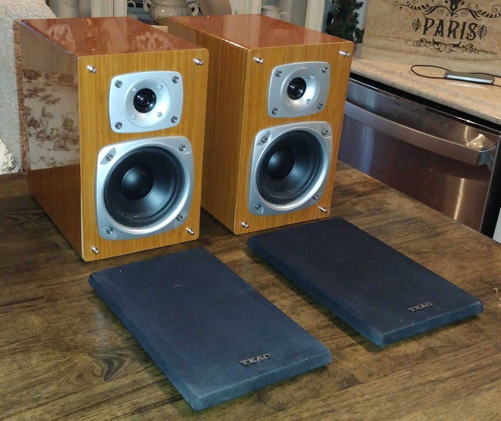 TEAC LS-MC90 60 Watt Bookshelf Speaker Pair Glossy Faux Wood Finish - $69.99