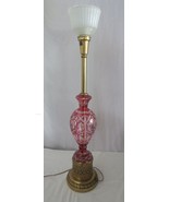 MCM Rembrandt Red cut  to clear Glass Torchiere Table Lamps Hollywood Re... - $300.00
