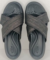 Crocs Capri Shimmer X Band 204908 Women’s Black Slip On Comfort Sandals Sz 10 - £23.80 GBP