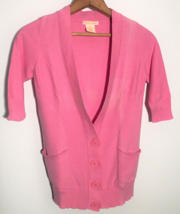 Sweet Romeo Womens Size Small 3/4 Sleeve Pink Cardigan Sweater - £7.36 GBP