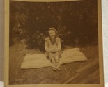 Woman Sitting On Blanket Vintage 3”x3 Photo 1942 Eastman Kodak Box4 - $3.95