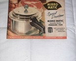 Vtg 1958 Mirro Matic Aluminum Pressure Cooker Pan Direction Booklet Cook... - $15.00