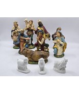11-Vintage 50&#39;s Hand Painted Italian Paper Mache Composition Nativity Fi... - $49.49