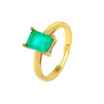 925 Sterling Silver Four-Claw Green Gemstone Tourmaline Ring - Adjustabl... - $30.99