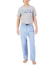 Club Room Men&#39;s &#39;Papa&#39; Top &amp; Plaid Pants 2-Pc. Pajama Set Blue White Combo-Large - £15.46 GBP