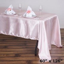 Blush 60X126&quot;&quot; Rectangle Satin Tablecloth Wedding Banquet Ceremony Linens Home G - £9.78 GBP