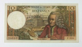 1969 France 10 Francs &quot; Voltaire &quot; Extra Fin XF État P #147c - £51.38 GBP