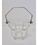 Vintage 60s Heavy Hexagonal Glass Bar Ice Bucket Italy MCM Silverplate H... - £19.51 GBP