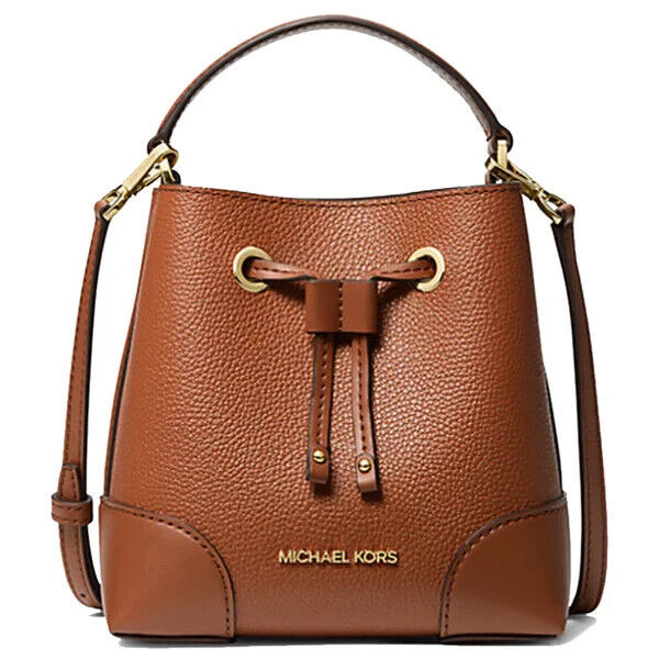 Michael Kors Mercer Brown Leather Bucket Bag 35R3GM9M1L Luggage Purse NWT $398