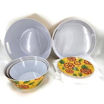 Temp-tations Melamine Yellow Poppy Passion Patio Serving Set Plates Bowls Tray - £100.30 GBP