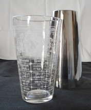 Vintage Federal Glass Cocktail Shaker Recipes Measure with Chrome Sleeve - £15.93 GBP