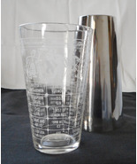 Vintage Federal Glass Cocktail Shaker Recipes Measure with Chrome Sleeve - £15.73 GBP