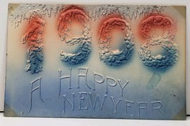Happy New Year 1908 Embossed Airbrushed to Moline Illinois Postcard E4 - $4.99