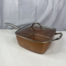 COPPER CHEF 9.5 FRING PAN WITH 9.5 4&quot; SAUCE PAN &amp; GLASS LID S1 - £26.26 GBP