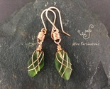 Handmade copper earrings criss cross wrapped green sea glass thumb155 crop