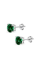 2Ct Simulated Emerald Solitaire Stud Earrings 18K White Gold Plated Ster... - $26.02