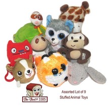Lot of 9 Children&#39;s Plush Toys Giraffe, Monkey, Turtle, Stuffed Animals  - used - £11.81 GBP