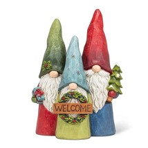 Christmas Gnome Trio Figurine 13&quot; High Resin Holiday Decor Mantle Multic... - £50.19 GBP