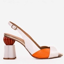 The Rize White Leather Pumpkin Heel Women Sandal image 5